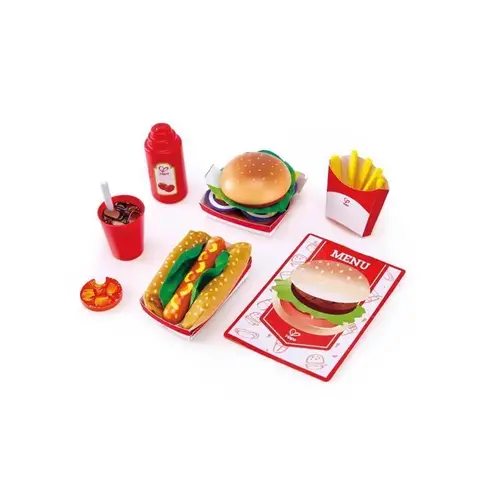 Hape E3160 Fast Food Set Wood 27 pc