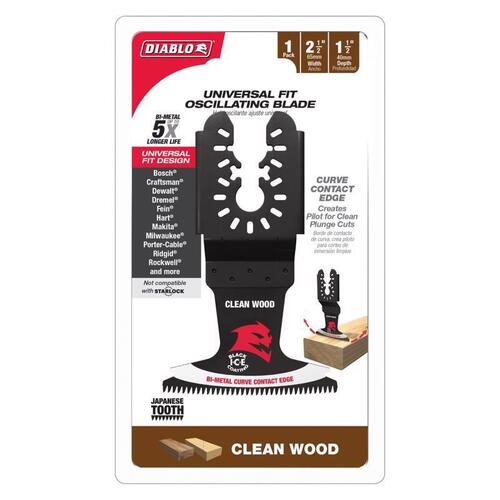 Oscillating Blade 2-1/2" W Bi-Metal Curved Contact Edge Clean Wood