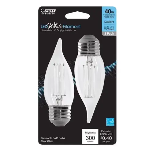 Filament LED Bulb BA10 E26 (Medium) Daylight 40 Watt Equivalence Clear