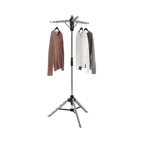 Clothes Drying Rack 64.5" H X 28" W X 28" D Stainless Steel Tripod Collapsible Silver