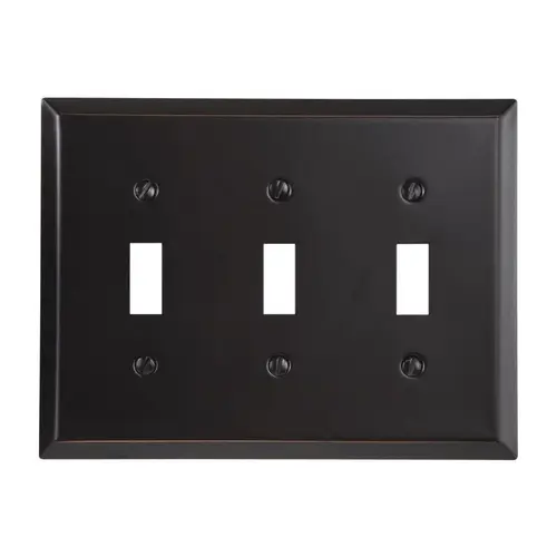 Century Wallplate, 4-15/16 in L, 6-1/2 in W, 3 -Gang, Steel, Aged Bronze