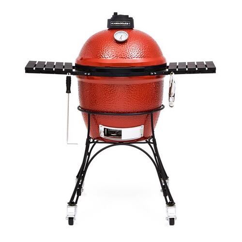 Kamado Joe KJ23RH Charcoal Grill, 245 sq-in Primary Cooking Surface, Red, Side Shelf Included: Yes