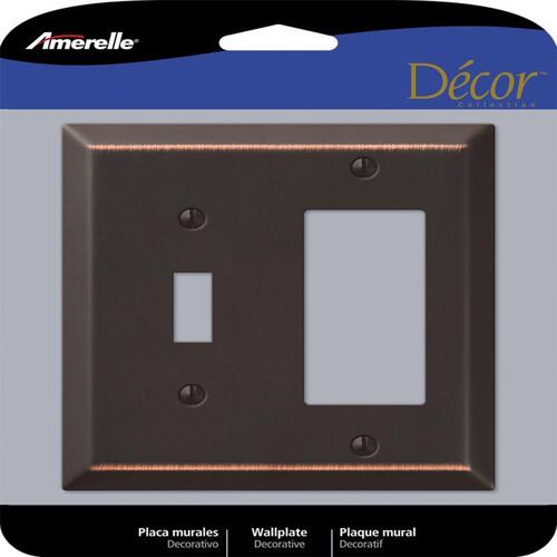 Wallplate, 4-15/16 in L, 4-9/16 in W, 2 -Gang, Steel, Bronze, Wall Mounting