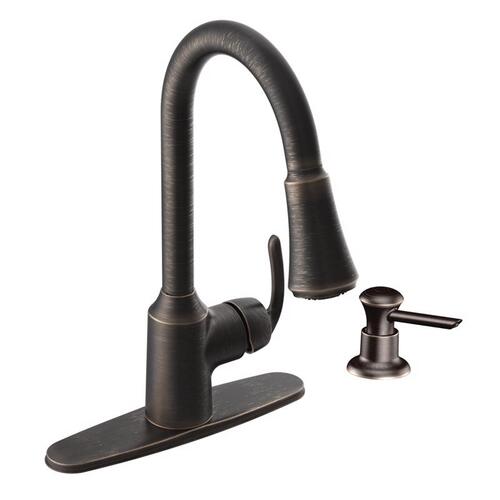 Bayhill Series Pull-Down Kitchen Faucet, 1.5 gpm, 1-Faucet Handle, 1, 4-Faucet Hole, Metal