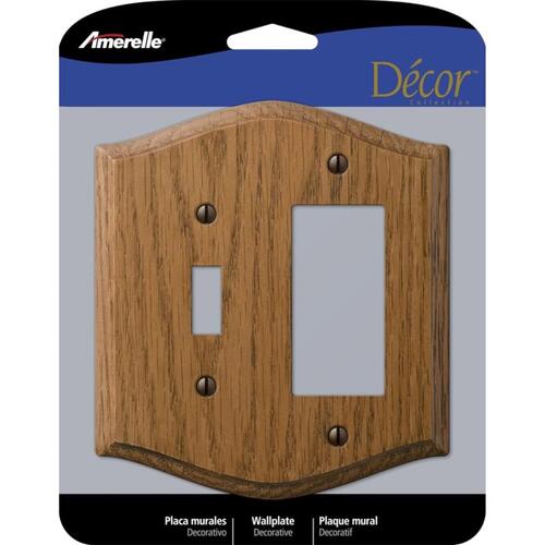 Wall Plate Country Medium Brown 2 gang Oak Wood Rocker/Toggle Medium