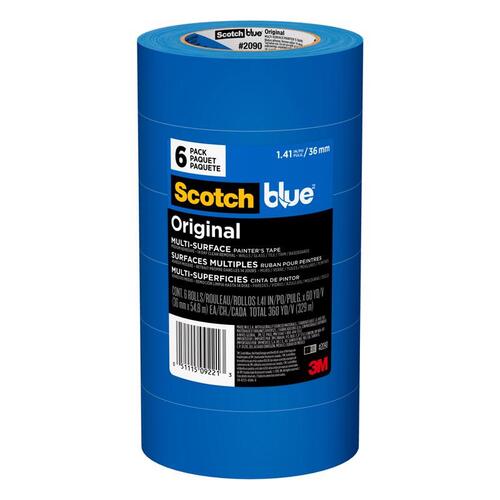 2090-36A-CP Painter's Tape, 60 yd L, 1-1/2 in W, Crepe Paper Backing, Blue - pack of 6