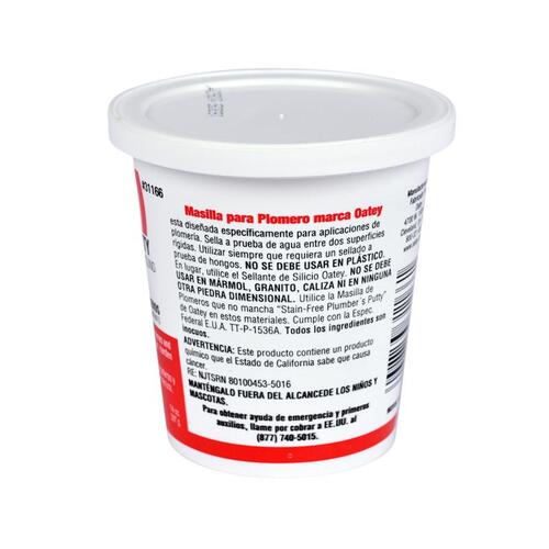 Oatey 311662 Plumbers Putty, Solid, Off-White, 14 oz