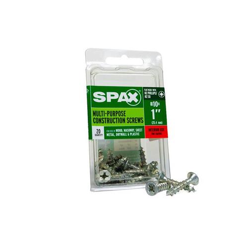 Spax 4101010500252 Multi-Purpose Screws No. 10 X 1" L Phillips/Square Flat Head Zinc-Plated
