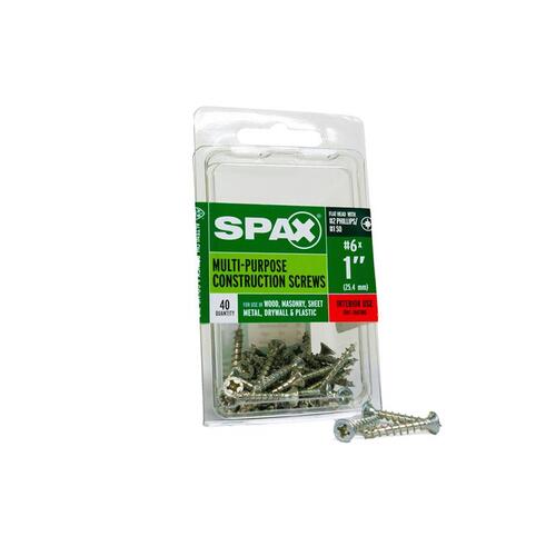 Spax 4101010350252 Multi-Purpose Screws No. 6 X 1" L Phillips/Square Flat Head Zinc-Plated