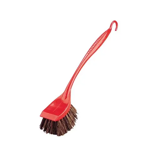 Long Handle Scrub Brush 3" W Hard Bristle Polypropylene Handle Brown/Red