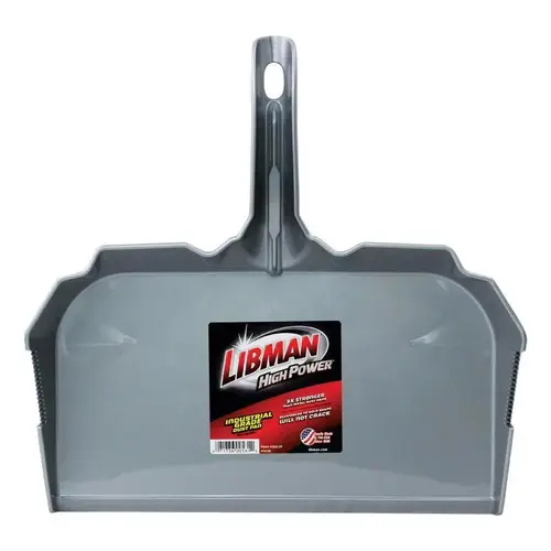 Dustpan, 17.88 in L, 18.13 in W, Polypropylene, Gray - pack of 6