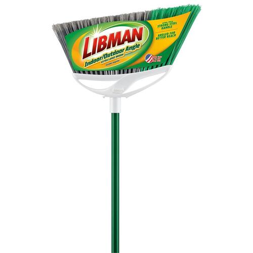 Broom Extra Large Precision 15" W Stiff Recycled PET Multicolored Green/White