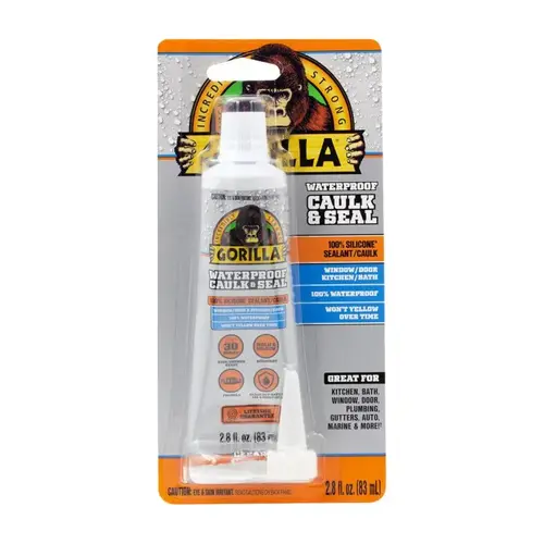 Gorilla 108324 8090002 Silicone Sealant, Clear, -40 to 350 deg F, 2.8 oz Tube