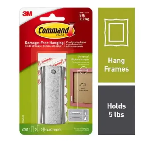 Picture Hanger Command Plastic Coated White Small 5 lb Plastic Coated