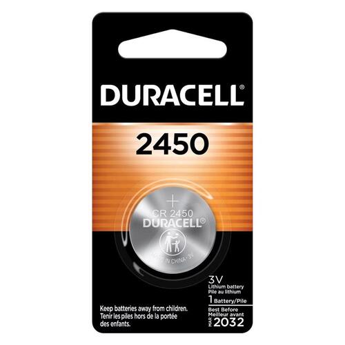 DURACELL DL2450-66186-XCP6 Battery, 3 V Battery, 600 mAh, CR2450 Battery, Lithium, Manganese Dioxide - pack of 6