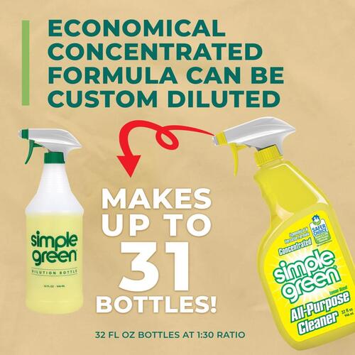 SIMPLE GREEN 3010001214003 All-Purpose Cleaner, 32 oz Spray Bottle, Liquid, Lemon, Yellow
