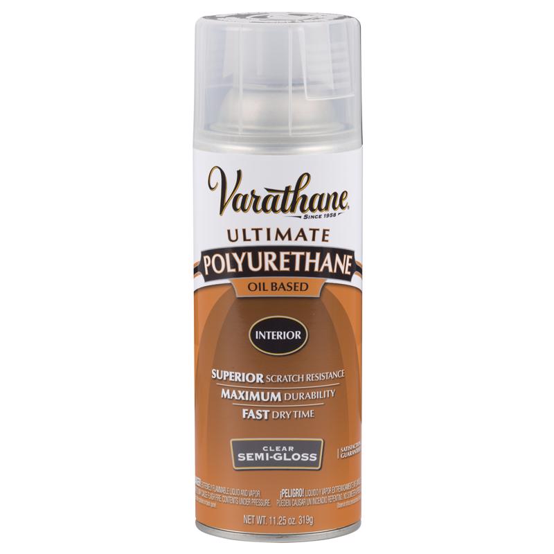 Varathane 6081 Polyurethane, Semi-Gloss, Liquid, Clear, 11.25 oz, Aerosol Can