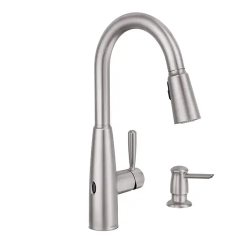 Sperry Motion Series Pull-Down Kitchen Faucet, 1.5 gpm, 1-Faucet Handle, 2-Faucet Hole, Metal Stainless Steel