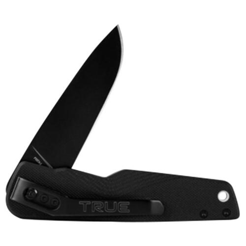 True TRU-FMK-0006 Folding Knife Black 8CR13MOV Stainless Steel 7.38" Ball Bearing Pivot