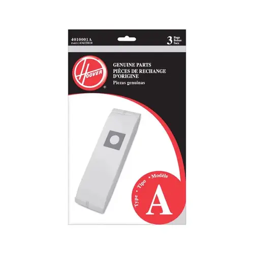 HOOVER 4010001A Type A Standard Vacuum Bag - pack of 3