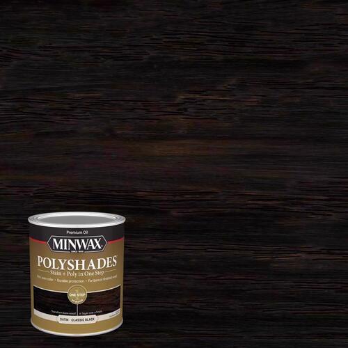 Stain and Polyurethane Finish PolyShades Semi-Transparent Satin Classic Black Oil-Based Polyurethane Stain and Polyurethane Classic Black