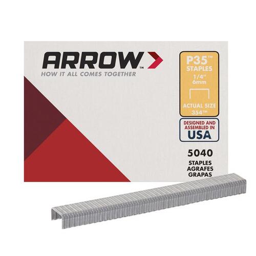 Flat Crown Staple, 7/16 in W Crown, 1/4 in L Leg Gray - pack of 5000