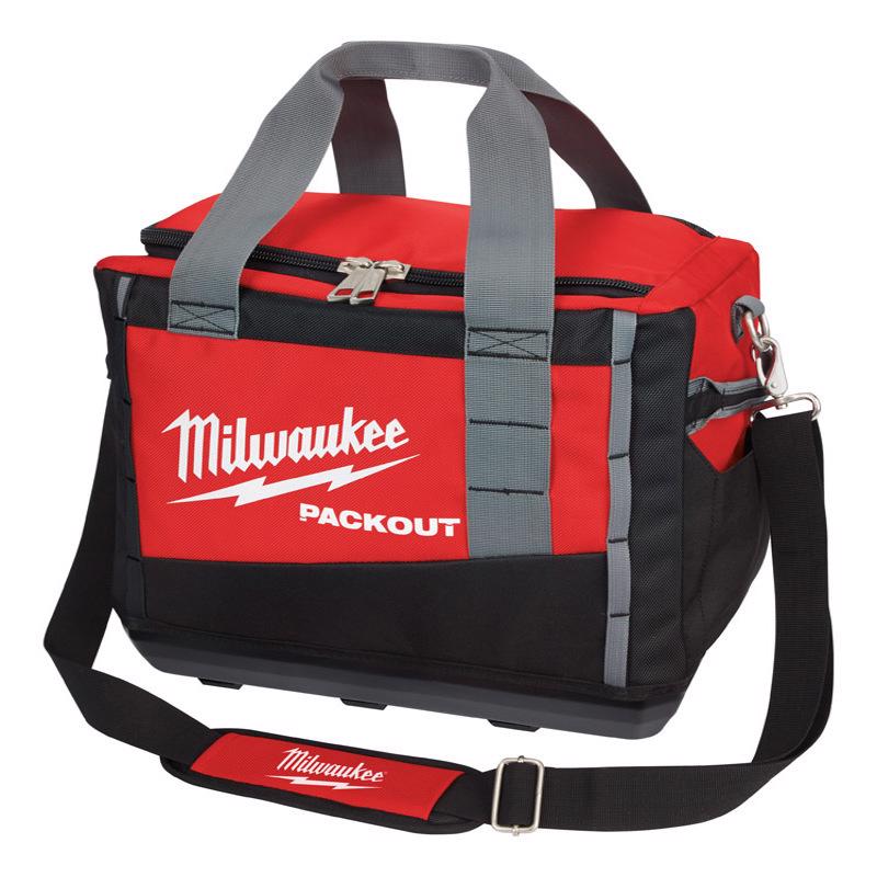 Milwaukee 48-22-8321 Tool Bag, 9.6 in W, 15 in D, 12.2 in H, 2-Pocket, Polyester, Black/Red