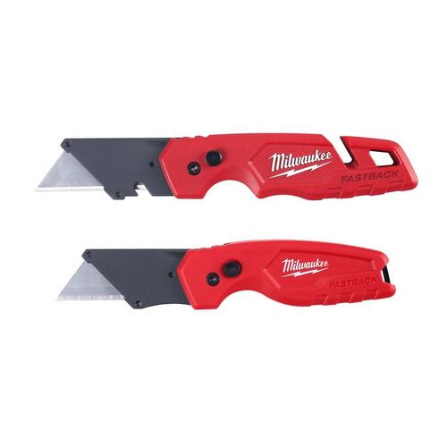 Milwaukee 48-22-1503 FASTBACK Series Folding Utility Knife Set, 2-Piece, Carbon Steel/Composite, Red