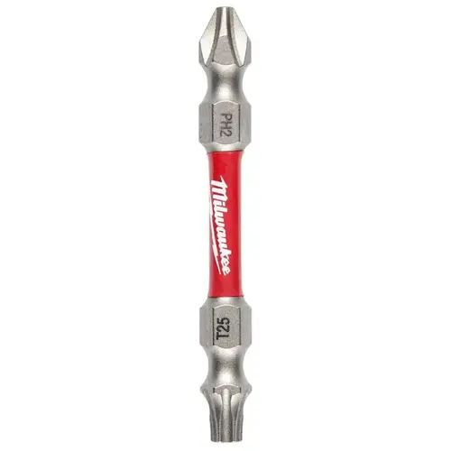 Milwaukee 48-32-4312 SHOCKWAVE Power Bit, #2, T25 Drive, Phillips, Torx Drive, 1/4 in Shank, Hex Shank, 2-3/8 in L