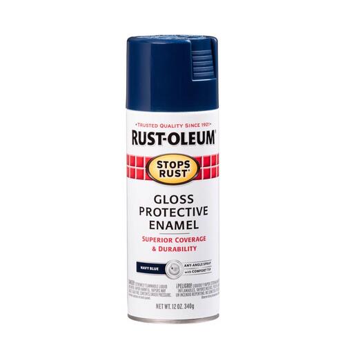 STOPS RUST 7723830 Protective Enamel Spray Paint, Gloss, Navy Blue, 12 oz, Aerosol Can