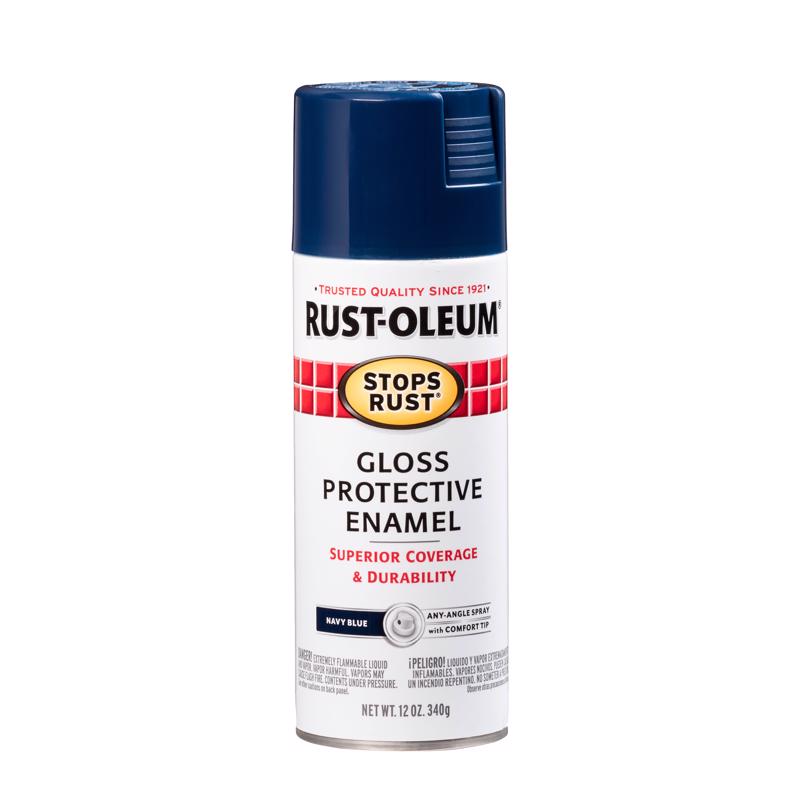 Rust-Oleum 7723-830 STOPS RUST 7723830 Protective Enamel Spray Paint, Gloss, Navy Blue, 12 oz, Aerosol Can