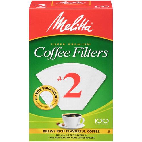 Melitta 622712 Coffee Filter 6 cups White Cone White