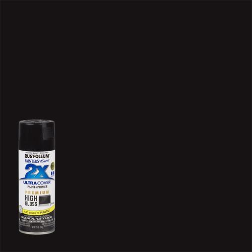 PAINTER'S Touch 2X ULTRA COVER Spray Paint, High-Gloss, Black, 12 oz, Aerosol Can - pack of 6