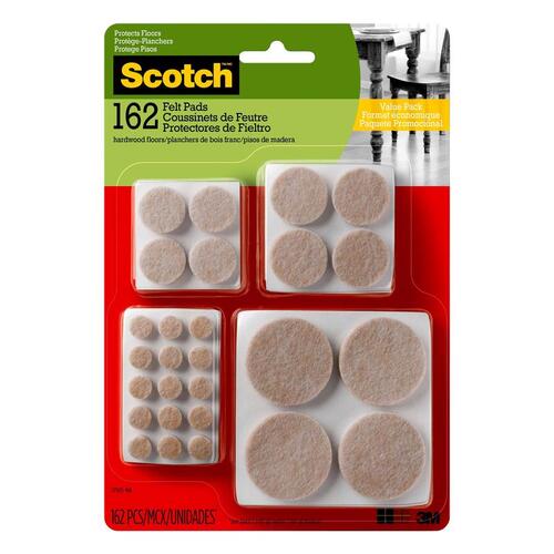 Protective Pad Scotch Felt Self Adhesive Beige Round Assorted in. W Beige - pack of 4