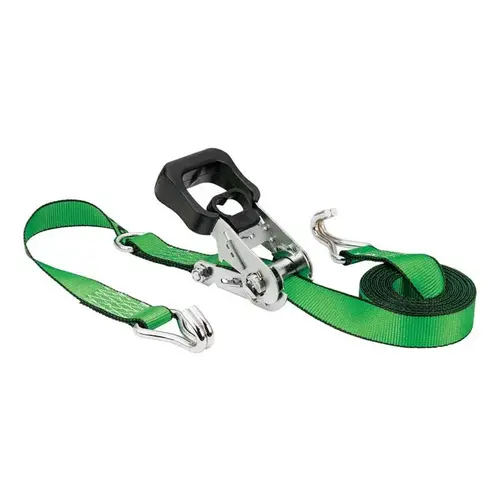 Ratchet Tie Down Strap 1.5" W X 16 ft. L Green 1666 lb Green