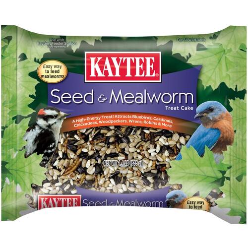 Kaytee 100528690 Seed Cake Assorted Species Seed and Mealworm 1.4 lb