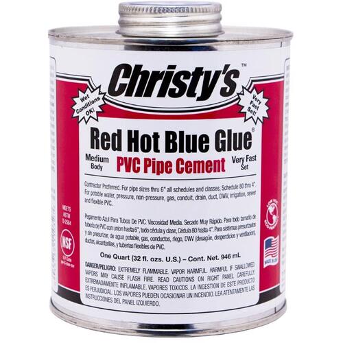 Christy's 505198 RH-RHBV-PT-24 Solvent Cement, 1 pt Can, Medium Syrupy Liquid, Blue