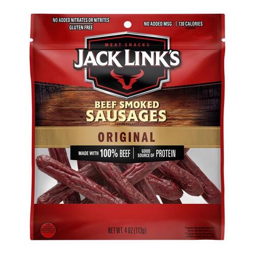 Jack Link's 10000025559-XCP8 Smoked Sausages Jack Link's Beef 4 oz Bagged - pack of 8