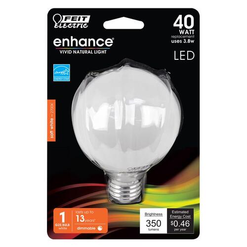 LED Bulb G25 E26 (Medium) Soft White 40 Watt Equivalence Frosted