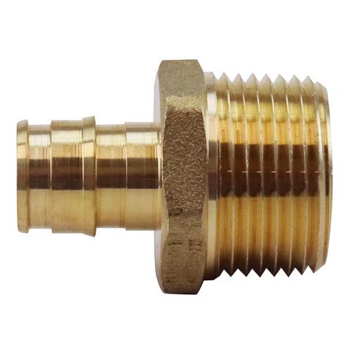 ExpansionPEX Series Reducing Pipe Adapter, 1/2 x 3/4 in, Barb x MNPT, Brass, 200 psi Pressure