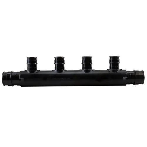 Apollo Valves EPXM4PTO ExpansionPEX Series Open End Manifold, 7-3/4 in OAL, 2-Inlet, 3/4 in Inlet, 4-Outlet, Brass Black