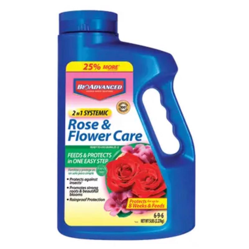 BioAdvanced 708110A Systemic Rose and Flower Care, 5 lb Bottle, Granular, 6-9-6 N-P-K Ratio