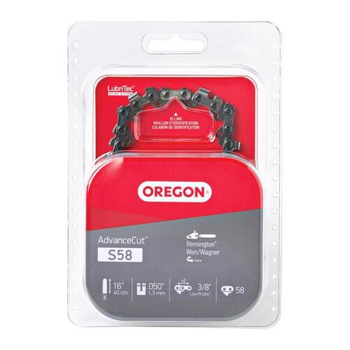 Oregon S58 Chainsaw Chain, 16 in L Bar, 0.05 Gauge, 3/8 in TPI/Pitch, 58-Link