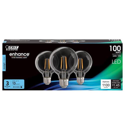 Filament LED Bulb G25 E26 (Medium) Daylight 100 Watt Equivalence Clear