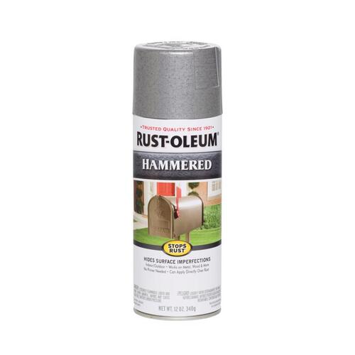 STOPS RUST Spray Paint, Hammered, Silver, 12 oz, Aerosol Can - pack of 6