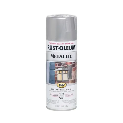 STOPS RUST Metallic Spray Paint, Metallic, Silver, 11 oz, Aerosol Can - pack of 6