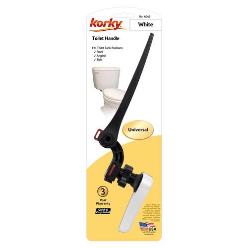 Korky 6065BP Toilet Flush Handle, Front, Neo-Angle, Side Mounting, 8 in L Flush Arm, Metal/Plastic