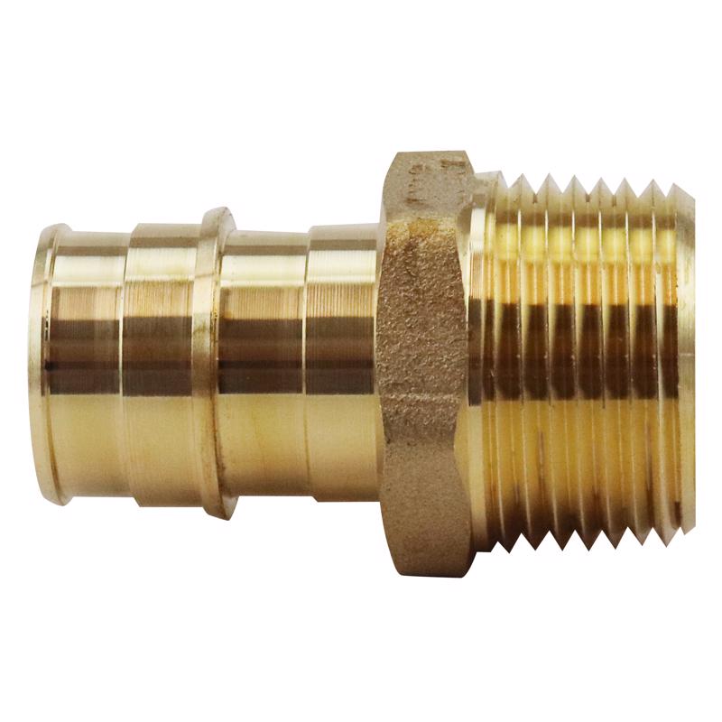 Apollo Valves EPXMA3434 Pipe Adapter, 3/4 in, PEX-A Barb x MPT, Brass, 200 psi Pressure