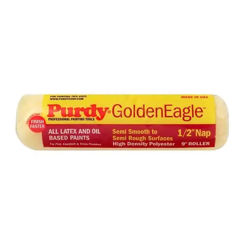 Golden Eagle Paint Roller Cover, 1/2 in Thick Nap, 9 in L, Polyester Cover