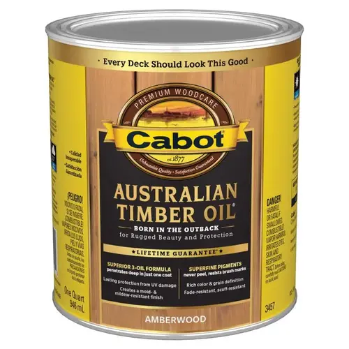 3400 Series 140.000.005 Timber Oil, Amberwood, Liquid, 1 qt, Can - pack of 4